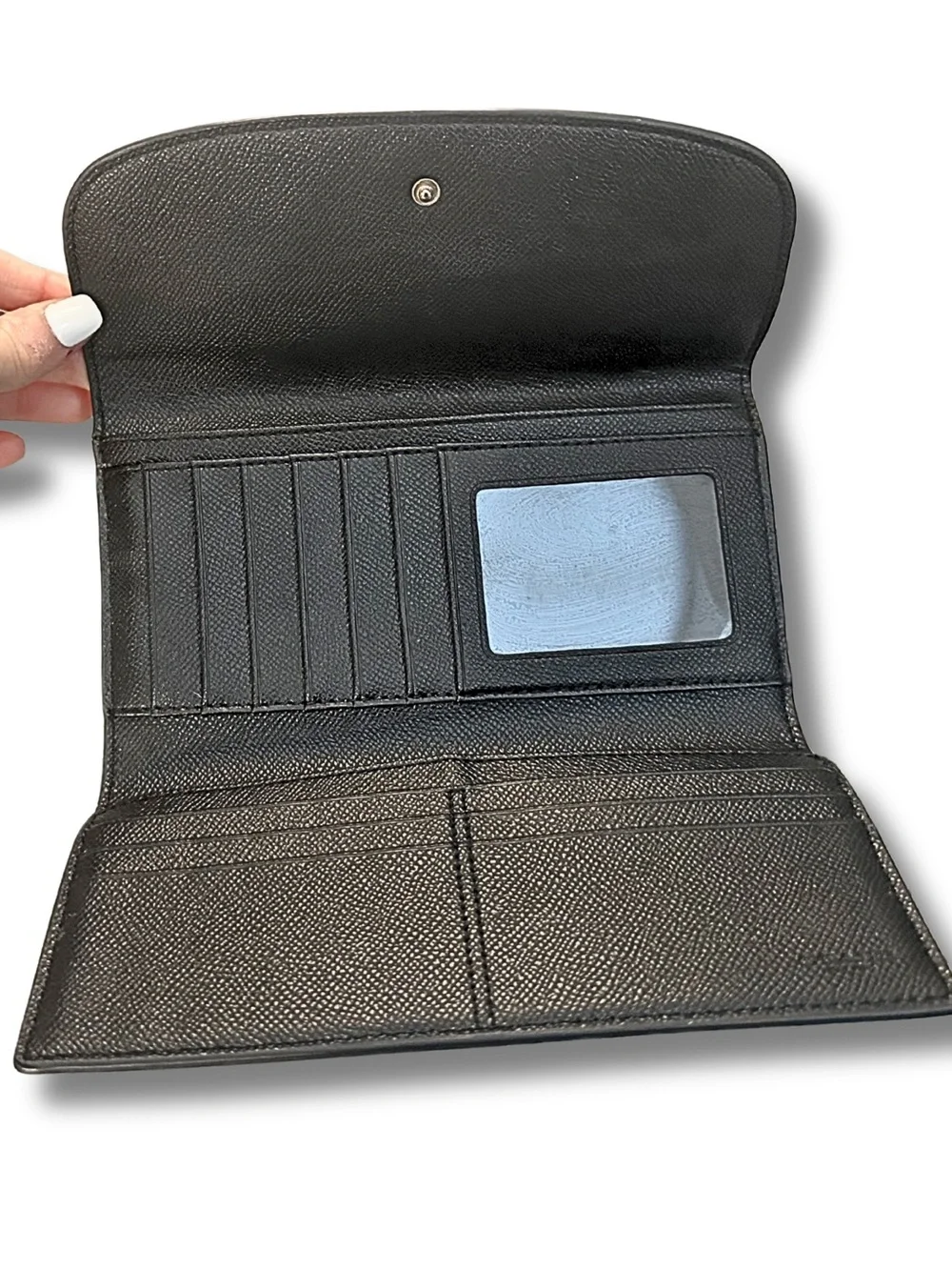 Coach Slim Envelope Wallet Pebbled Leather Black F52715 Card Holder Clutch